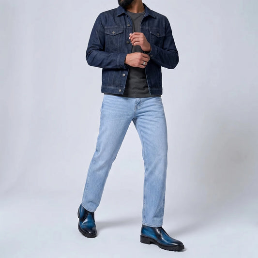 Dornford Hand-Finished Leather Chukka Boots – Deep Ocean Blue