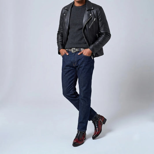 Dornford Rebel Harness Boots – Black & Crimson