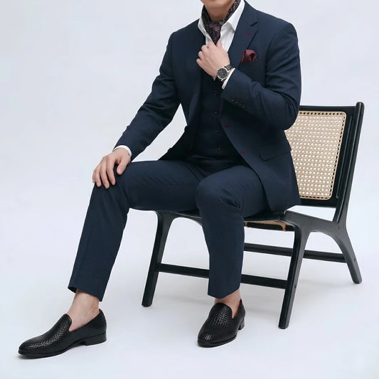 Dornford Woven Venetian Loafers – Midnight Black Handwoven Leather
